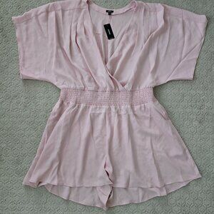 NWT Express Light Pink V-neck Smock Waist Romper XL-1X